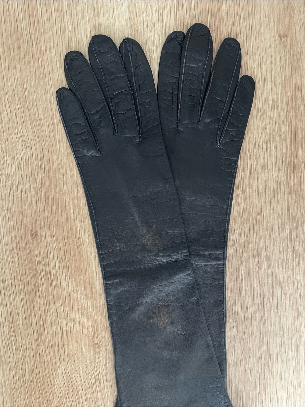 Vintage leather gloves elbow length made in Italy black formal elegant costume